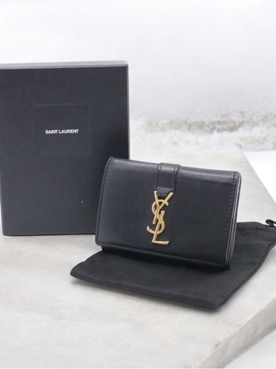 Saint Laurent Handbags - Authentic Saint Laurent Black Leather YSL Monogram Wallet